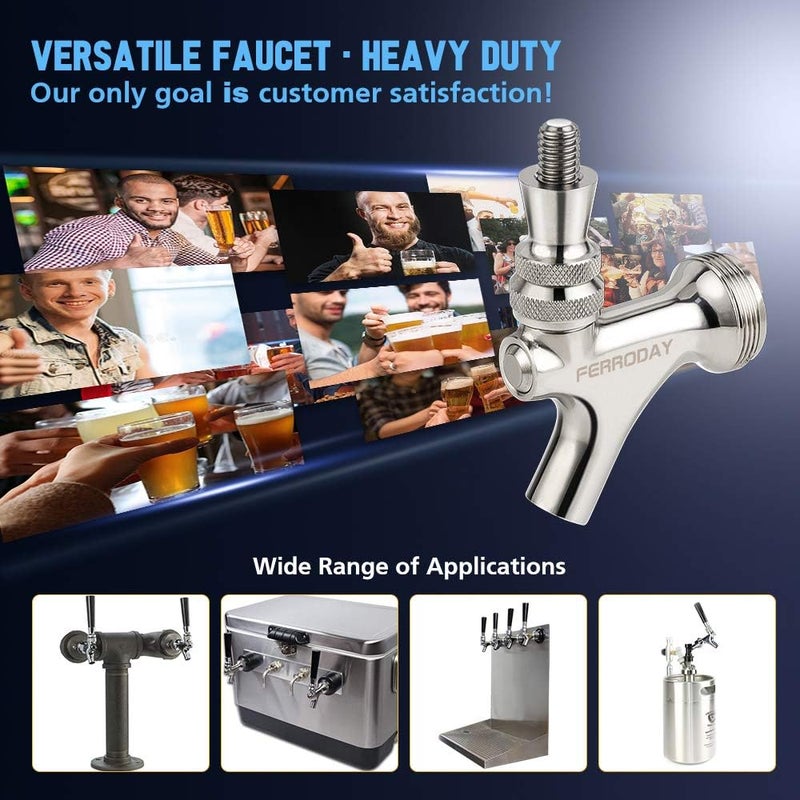 Ferroday Upgraded Beer Faucet, All 304 Stainless Steel Beer Tap Keg Spout Beer Tower Faucet Beer Keg Faucet, Draft Beer Faucet Beer Tap Faucet Kegerator Tap Spout Kegerator Part Replacement Faucet - Image 5